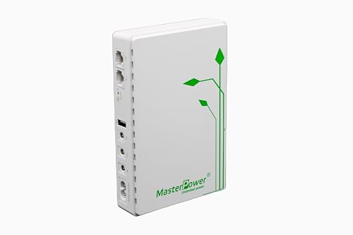 Master U-Power Mini Onduleur UPS 7.4v 4000mAh 36W – Alimentación de Secours pour WiFi, Routeur, Módem y Cámaras IP – Entrée AC, Sorties USB DC PoE 5V 9V 12V 15V 24V
