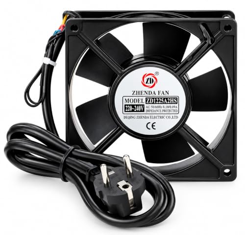 Master U-Power Ventilateur 120 x 120 x 38 mm CA 230 V 2700 tr min Roulement coulissant 44 dBA pour ordinateur de bureau ou rack Classe d'efficacité énergétique A