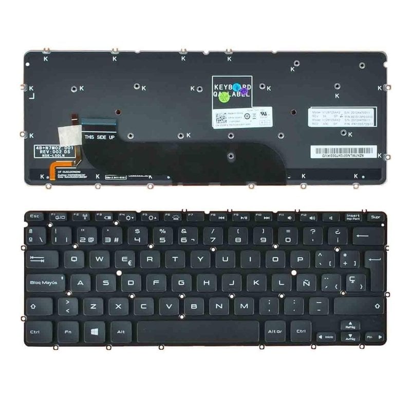 portatilmovil Clavier rétroéclairé pour ordinateur portable Dell XPS 13 L321x 0x52tt Black