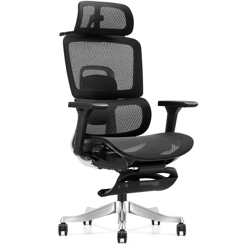 owlotech Owlotech Luxa Chaise de bureau ergonomique en maille avec repose-pieds Black