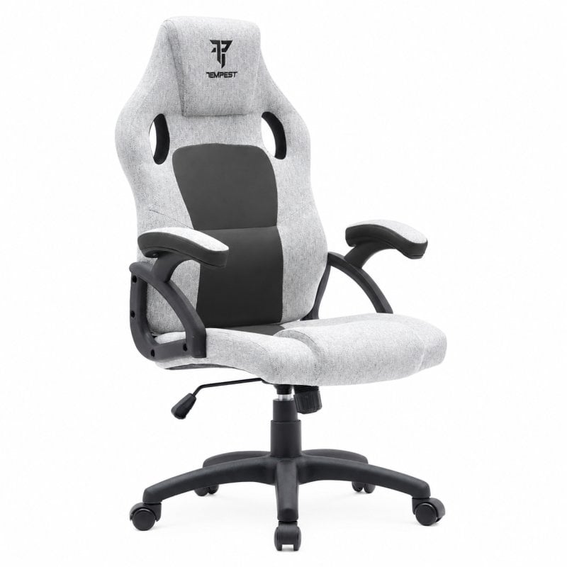 tempest Chaise de jeu Tempest Discover Grey Black en tissu respirant