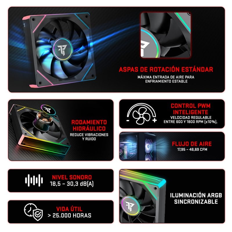 tempest Ventilateur Tempest Fan TX 120 mm ARGB PWM supplémentaire Black