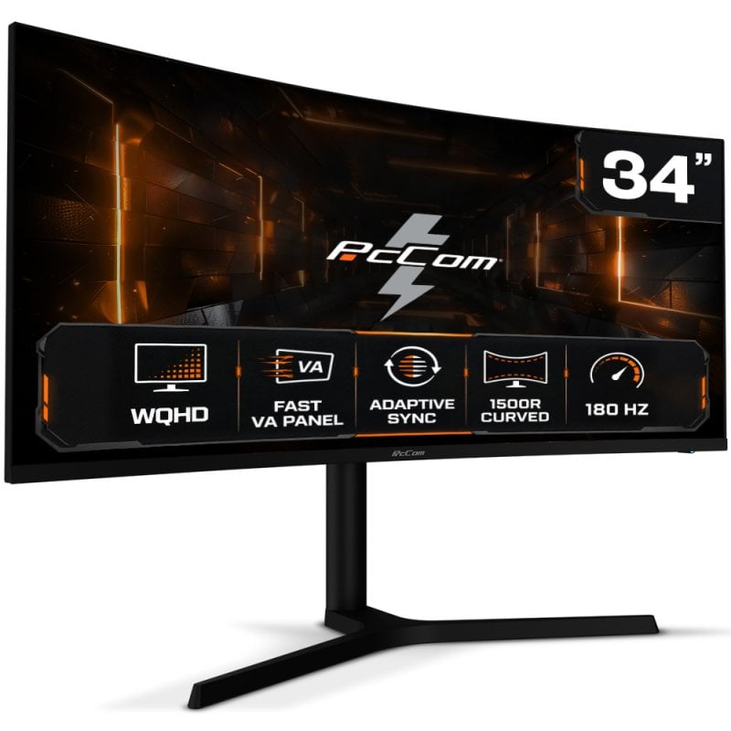 pccom Écran PC PcCom Elysium Pro 34 UltraWide QHD 180Hz VA Courbe Adaptive Sync 1ms