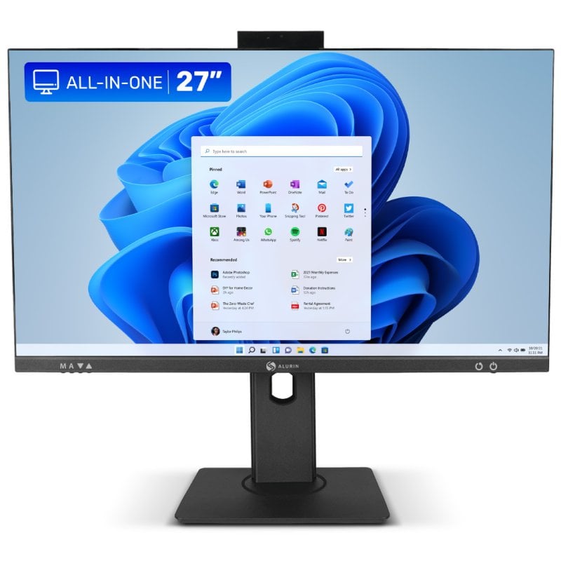 alurin PC Tout-en-un Alurin Flow Intel Core i5-12400 16Go 1 To SSD UHD 730 27 Windows 11 Home Hauteur réglable