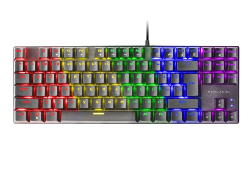 Mars Gaming MK80 Noir, Langue US, Clavier Gaming Mécanique TKL FRGB, Antighosting, Switch Mécanique Marron