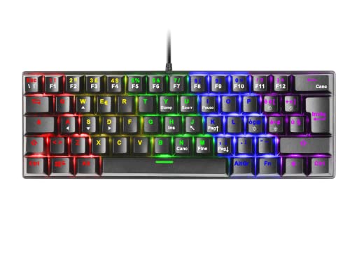 Mars Gaming MK60 Noir, Langue Italien, Clavier Gaming Mécanique FRGB, Antighosting, Switch Mécanique Rouge