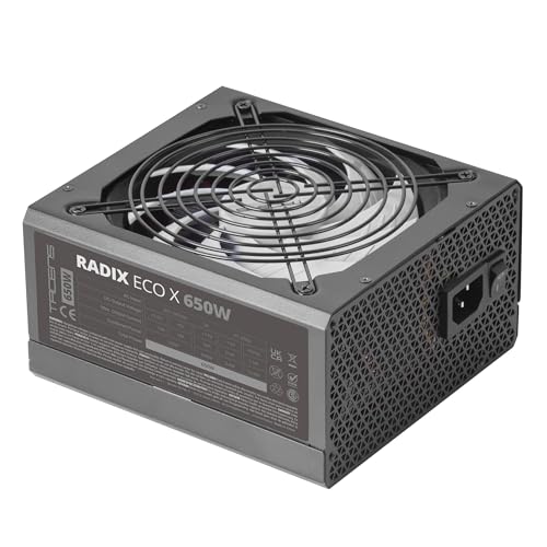 Tacens Radix ECO X 650, Alimentation PC ATX 650W, 6 Ans Garantie, Technologie Silencieuse AI-RPM, 87 Efficacité, Noir