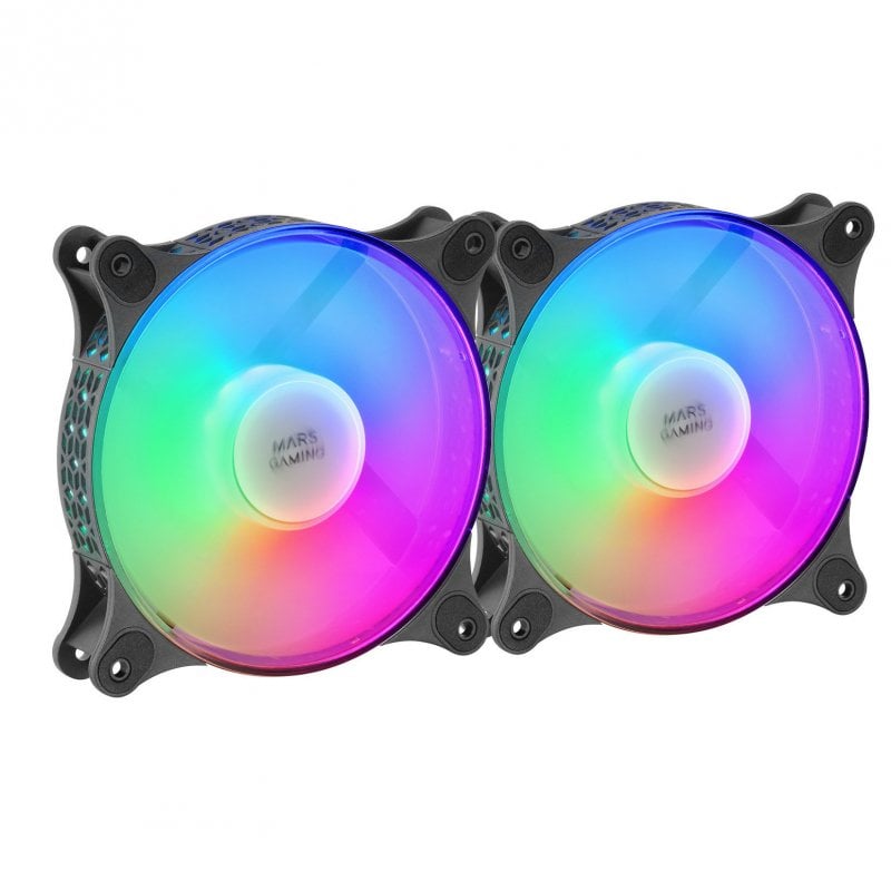 mars-gaming Mars Gaming MFDUO Kit 2 Ventilateurs FRGB Rainbow 120mm Black