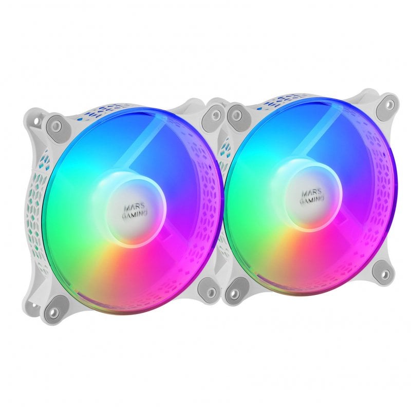 mars-gaming Mars Gaming MFDUO Kit 2 Ventilateurs FRGB Rainbow 120mm White