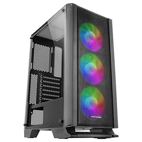 Mars Gaming MC-Titan, Boîtier Gaming RGB XXL ATX, Double Bande LED et Éclairage Frontal ARGB, Hub d'Éclairage Télécommande, Compatible avec Cartes Mères ARGB, Support Refroidissement Liquide, Blanc