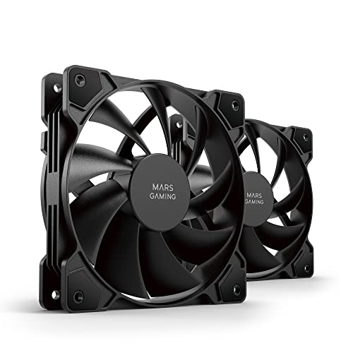 Mars Gaming MF-PROX2 Noir, Kit 2 Ventilateurs 120mm, Système Anti-vibration, Ultra-silencieux, Double Connexion 3PIN 4PIN