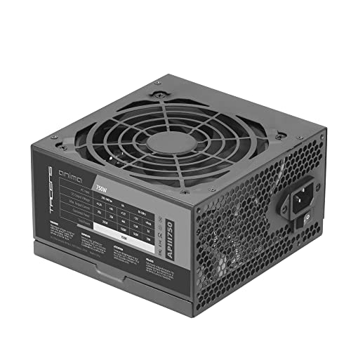 Tacens Anima APIII750, Alimentation PC ATX 750W, Technologies SMD et DC-DC, Efficacité 85 12V, Ventilateur Ultra-Silencieux 12cm, Câbles Plats Extra-Longs, Noir