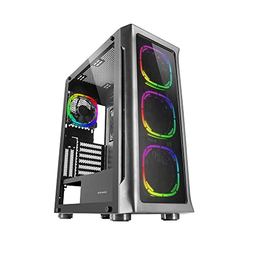 Mars Gaming MC-Neo, Tour Gaming XXL E-ATX, Vitres Latérales et Frontales Verre Trempé, 4 Ventilateurs ARGB 120mm Ventilateur 120mm, Système CPU Freezer, Noir
