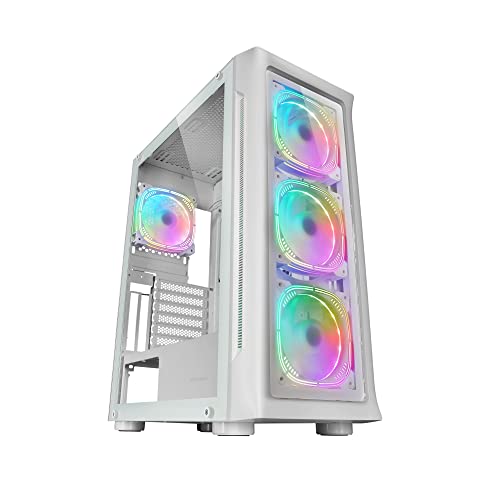 Mars Gaming MC-Neo, Tour Gaming XXL E-ATX, Vitres Latérales et Frontales Verre Trempé, 4 Ventilateurs ARGB 120mm Ventilateur 120mm, Système CPU Freezer, Blanc