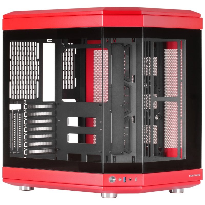 mars-gaming Mars Gaming MC-3T Moyenne Tour ATX Triple Verre Trempé 3x Emplacements PCI Verticaux USB-C 3.0 Red
