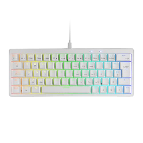 Mars Gaming MKMINIPRO, Espagnol, Clavier mécanique Ultra-Compact 60 , commutateurs mécaniques Hot-Swappable, éclairage RGB Chrome, Clavier Gaming Antighosting, Multiplateforme, Switch Marron, Blanc