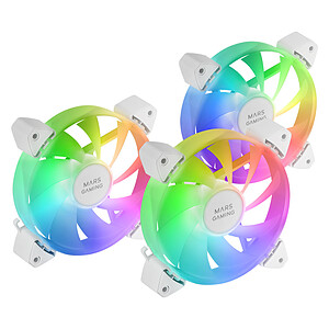 mars-gaming Mars Gaming MF-3A Kit 3x Ventilateurs FDB 120mm ARGB Rainbow 360º sans Cadre Double Connecteur White