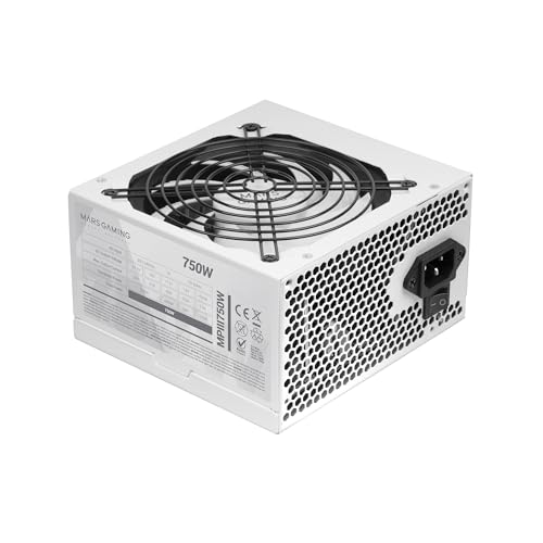 Mars Gaming MPIII750, Alimentation PC ATX 750W, Garantie 5 Ans, Efficacité 85 , Système Digital APFC, Ventilateur 120mm AI-RPM FDB, Technologies DC-DC et SMD, Câbles Plat Extra-Longs, Blanc