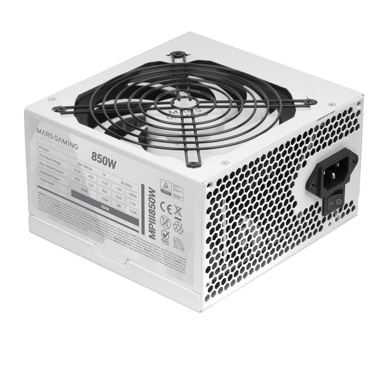 mars-gaming Mars Gaming Mpiii850 Pc Atx Alimentation 850w 5 ans de garantie 85 Ai-rpm Efficacité White