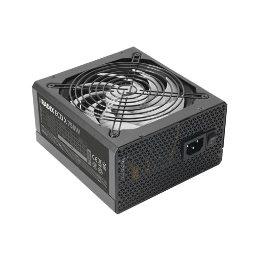 Tacens Radix ECO X 750, Alimentation PC ATX 750W, Garantie 6 Ans, 87 d’Efficacité, Technologies SMD et DC-DC, Ventilateur FDB 140mm Ultra-Silencieux AI-RPM, Câbles Plats Extra-Longs, Noir