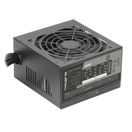 Tacens Anima APB650, Alimentation PC ATX 650W, Certifiée 80Plus Bronze, 85 d'Efficacité, Technologies SMD et DC-DC, Ventilateur Ultra-Silencieux 12cm, Câbles Plats Extra-Longs, Noir