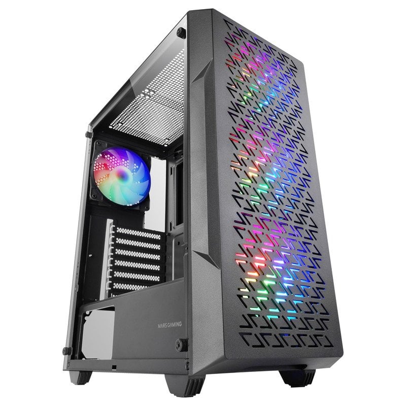 mars-gaming Mars Gaming MC-GEO ATX Boitier Gaming 4x Ventilateurs FRGB 12cm Avant Mesh Verre Trempé Black