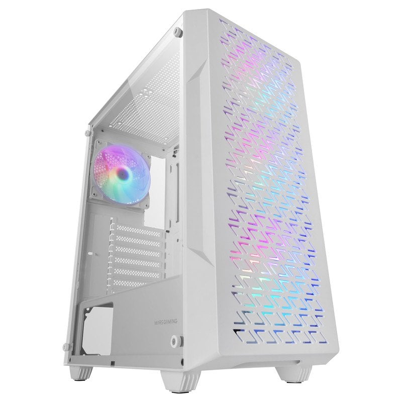 mars-gaming Mars Gaming MC-GEO ATX Boitier Gaming 4x Ventilateurs FRGB 12cm Façade Mesh Verre Trempé White