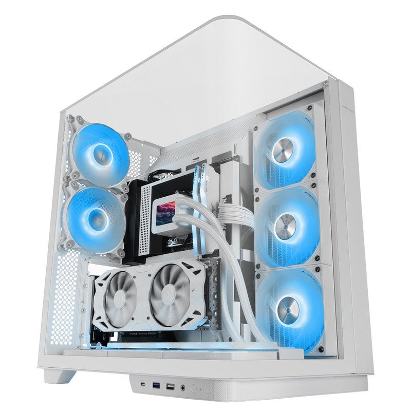 mars-gaming Boîtier PC Mars Gaming Mc-Infinio ATX incurvé en verre trempé, 2 ventilateurs 120 mm, port USB-C, White