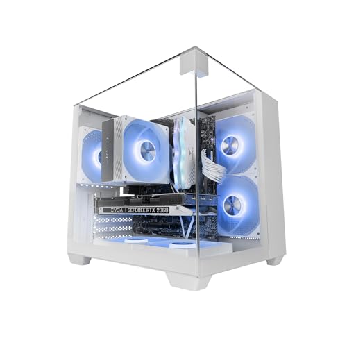 mars-gaming Boîtier PC compact MicroATX Mars Gaming Mc-visionm, triple verre trempé, double chambre, White