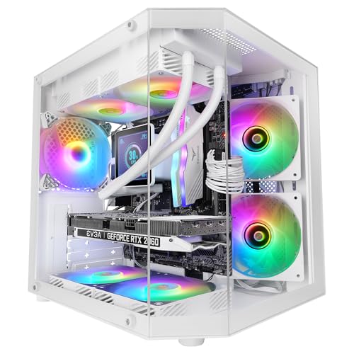 Mars Gaming MC-3TLITE, Boîtier Gaming MicroATX, Triple Verre Trempé Continu, Ventilateur Arrière FRGB 120mm, Structure à Double Chambre, Mini Tour PC Compacte avec Grande Capacité Interne, Blanc