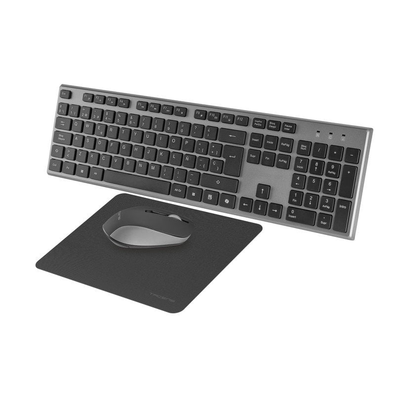 tacens Tacens Zenith Ensemble clavier sans fil 3-en-1 Duallink 2,4 GHz avec souris optique et clavier à membrane, Black français