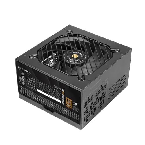 Mars Gaming MPB650SIM, Alimentation Full Modulaire ATX 650W, Garantie 7 Ans, 80Plus Bronze 230V EU, Ventilateur SI 120mm, Technologie AI2-RPM, DC-DC et SMD, Condensateurs Japonais 105 °C, Noir