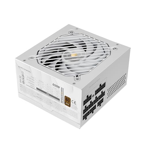Mars Gaming MPB650SIM, Alimentation Full Modulaire ATX 650W, Garantie 7 Ans, 80Plus Bronze 230V EU, Ventilateur SI 120mm, Technologie AI2-RPM, DC-DC et SMD, Condensateurs Japonais 105 °C, Blanc