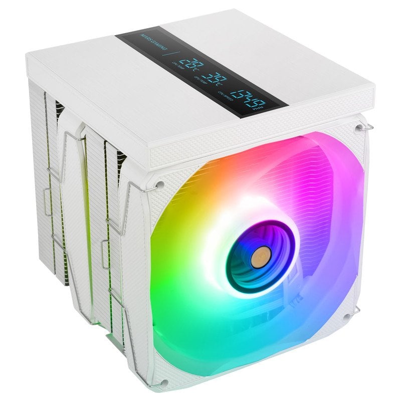 mars-gaming Refroidisseur de processeur Mars Gaming Mcpu-lcdpro 380 W, 8 caloducs, 2 ventilateurs de 120 mm, écran LCD XL, White
