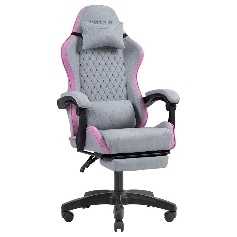 mars-gaming Chaise de jeu ergonomique Mars Gaming Mgc-x, tissu respirant, coussin cervical et lombaire, Pink