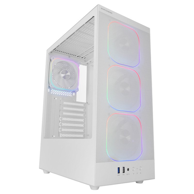 mars-gaming Boîtier gaming ATX Mars Gaming Mc-Nebula avec 4 ventilateurs ARGB, passe-câbles 120 mm et verre trempé White
