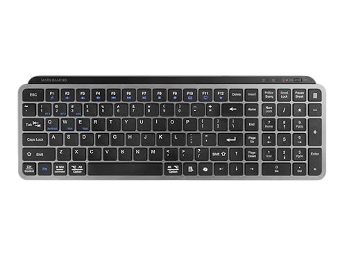 Mars Gaming MK-SILENKEYS, Inglese US, Clavier sans Fil Full-Format Compact, Profil Bas, Switchs Ciseaux Silencieux, Touche Copilot AI, Bluetooth 5.1 Dual 2.4GPRO, Batterie 200h, PC, Mac, Noir