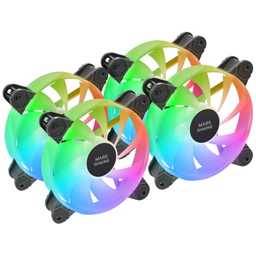 mars-gaming Kit Mars Gaming MF-4A 4 ventilateurs 120 mm ARGB arc-en-ciel, double connecteur 5 V 3 broches, Black