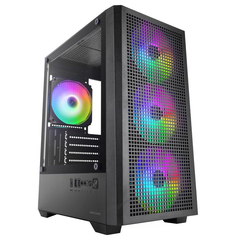 mars-gaming Boîtier gaming Mars Gaming MC-VECTOR Micro-ATX Mini-ITX 4x 120mm ARGB Verre trempé Black