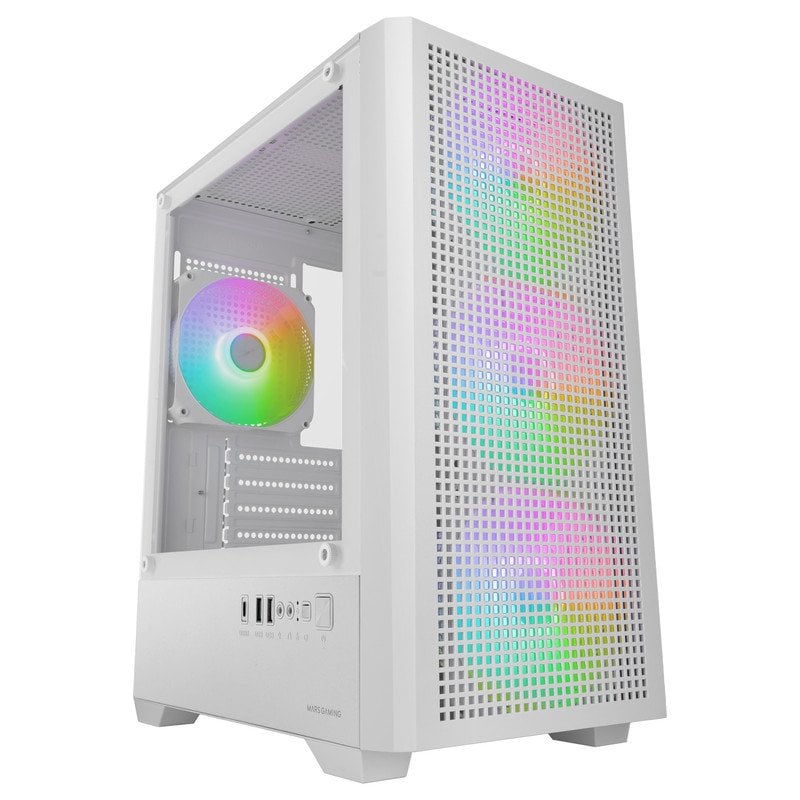 mars-gaming Boîtier Gaming Mars Gaming MC-VECTOR Micro-ATX Mini-ITX 4x 120mm ARGB Verre Trempé White