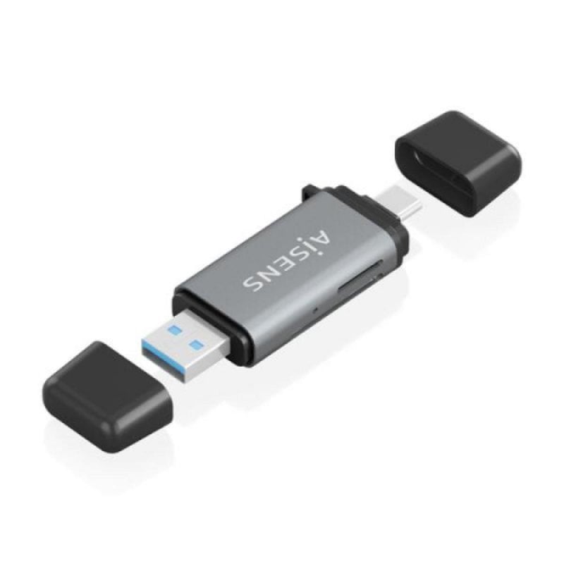 aisens Lector de Tarjetas Aisens ASCR-2AC11-GR SD MicroSD MMC RS-MMC USB-A USB-C Grey