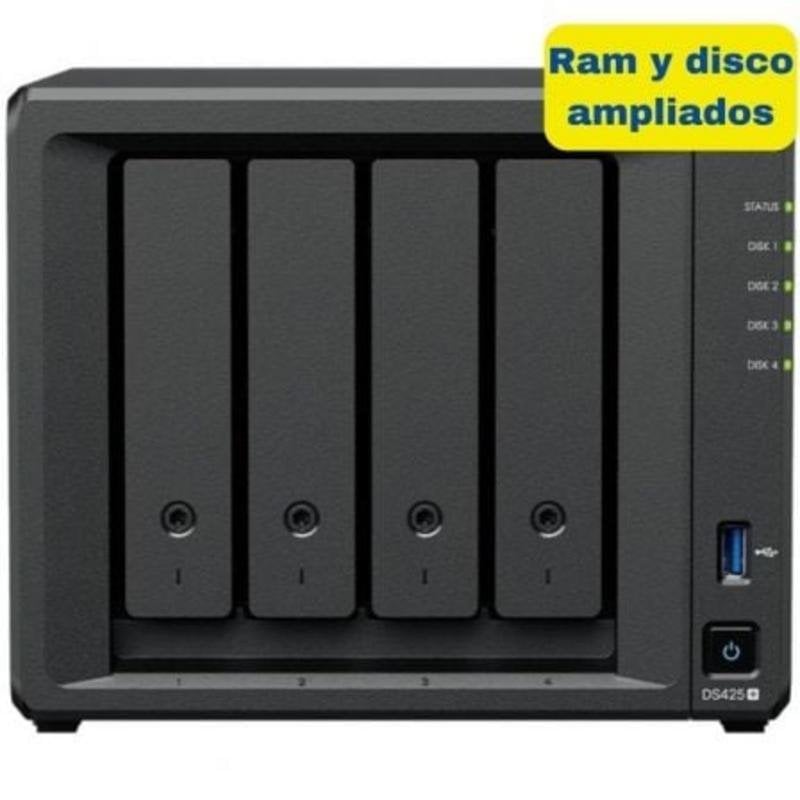Synology Serveur NAS Synology 16TB 4 baies SATA 6GB DDR4 2.5GbE DS425 avec SSD NVMe