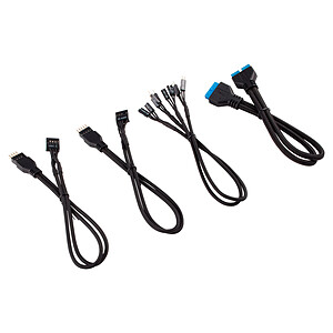 Corsair Kit det 39 extension gaine pour panneau avant - Black - 30 cm
