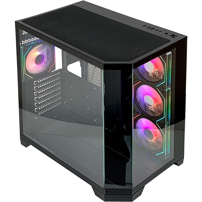 l-link Tour de jeu L-Link Nova en verre trempé sans cadre, 10 ventilateurs ATX 400 mm RGB