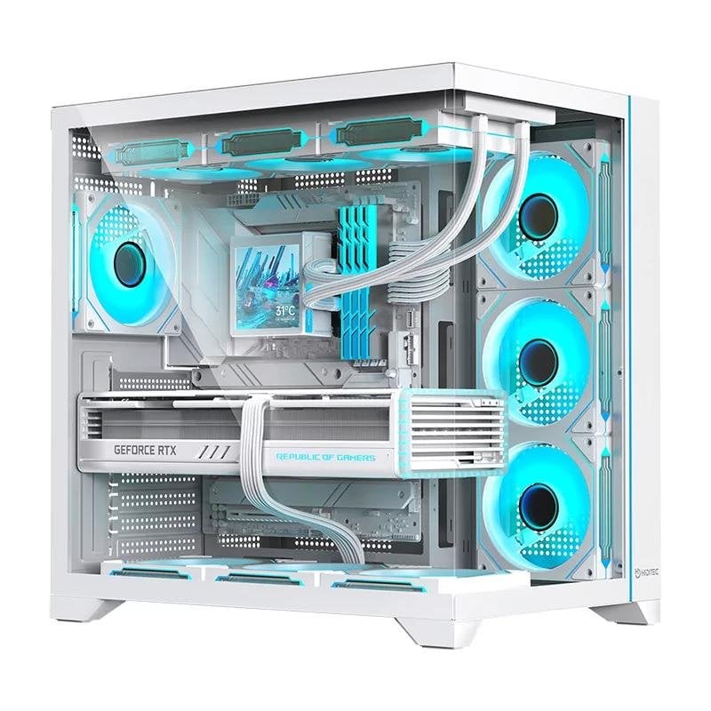 hiditec Boîtier PC Hiditec H3 PRO Midi Tower ATX Verre Trempé White Transparent