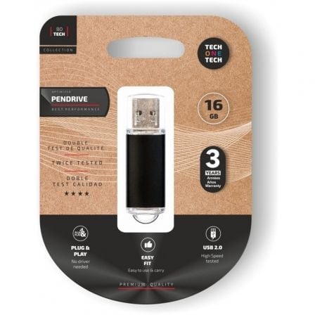 tech-one-tech Clé USB 2.0 Tech One Tech TEC3006-16 Basic 16 Go Black Série Professionnelle
