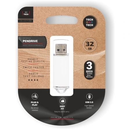 tech-one-tech Clé USB 2.0 blanche TECH ONE TECH Basic 32 Go à suspendre