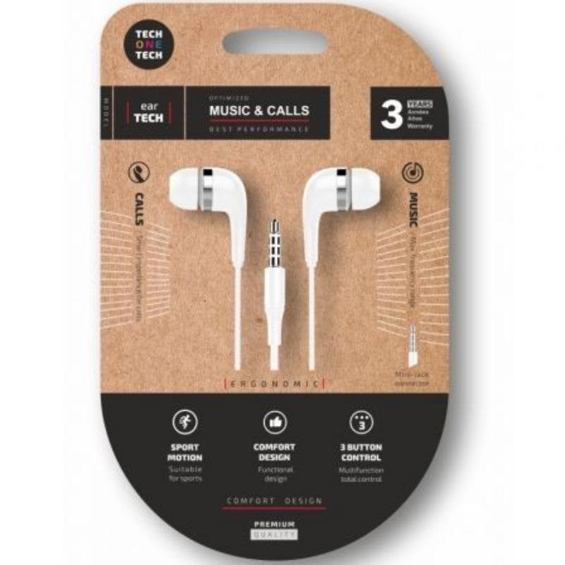 tech-one-tech Écouteurs Tech One Tech soft earTECH filaires Jack 3.5 mm avec micro blancs