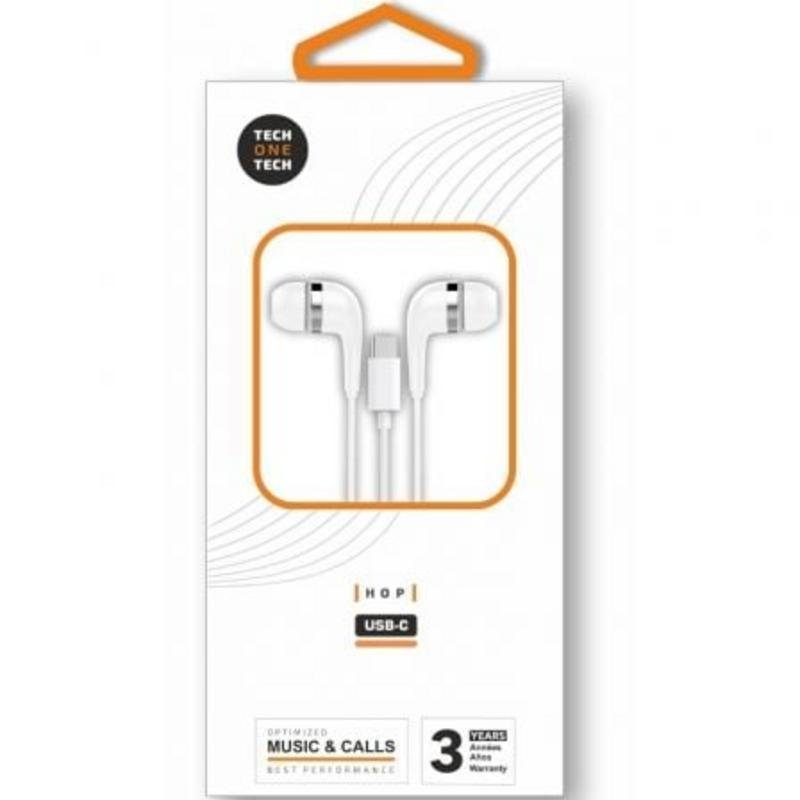 tech-one-tech Ecouteurs Tech One Tech earTECH TEC1304 filaires USB-C appel musique réduction de bruit blancs