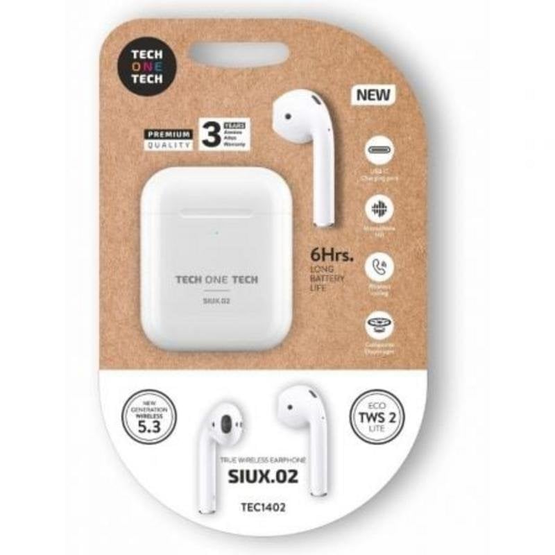 tech-one-tech Auriculaires Tech One Tech SIUX.2 sans fil Bluetooth TWS avec étui de charge White